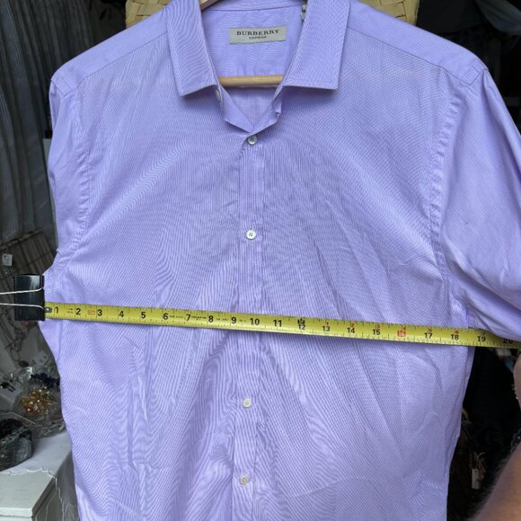 Burberry London Men’s 16.5-42 White Pink Striped Button Up Designer Dress Shirt - Picture 12 of 14